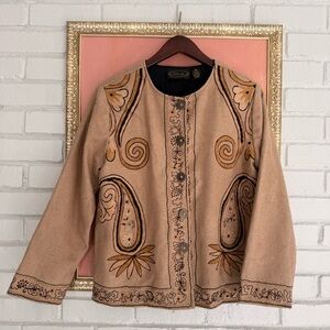 Vintage Alex Kim Paisley Western Button Jacket - Beige, Lined, Women's, Cotton